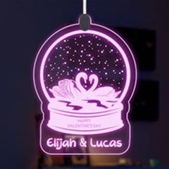 Personalized Name Love Snow Globe Swans - LED Acrylic Ornament Personalized Name Love Snow Globe Swans - LED Acrylic Ornament