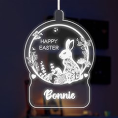Personalized Name Easter Bunny Rabbit Egg Flower - LED Acrylic Ornament Personalized Name Easter Bunny Rabbit Egg Flower - LED Acrylic Ornament
