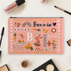 Personalized Name Easter Bunnies Rainbows Flowers - Cosmetic Bag (Large)
