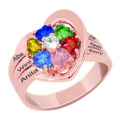 Classic 6 Name Heart Ring - 925 Sterling Silver Ring Classic 6 Name Heart Ring - 925 Sterling Silver Ring