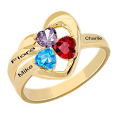 Classic 3 Name Heart Ring