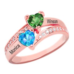 Diamond 2 Name Heart Ring
