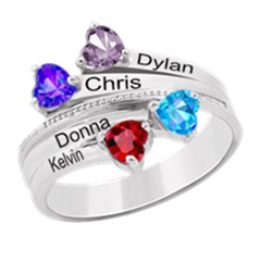 Diamond 4 Name Heart Ring