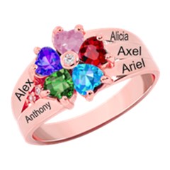 Diamond 5 Name Heart Ring