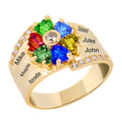Diamond 6 Name Heart Ring