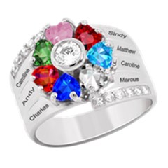 Diamond 7 Name Heart Ring