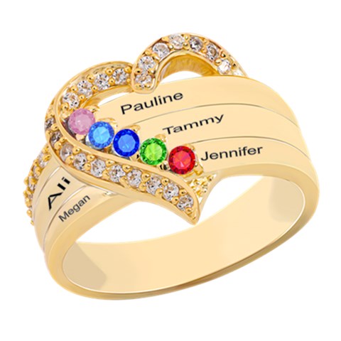 Diamond 5 Name Heart Ring By Alex Front