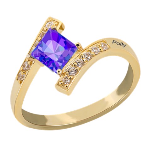 Diamond 1 Name Square Ring By Alex Front