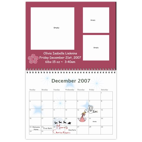 1 Year Calendar By Amanda Dec 2007