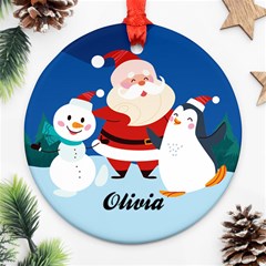 Christmas Santa Snowman Penguin - Ornament (Round) Christmas Santa Snowman Penguin - Ornament (Round)