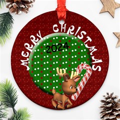 Merry Christmas Name and Year - Round Ornament (Two Sides) Merry Christmas Name and Year - Round Ornament (Two Sides)