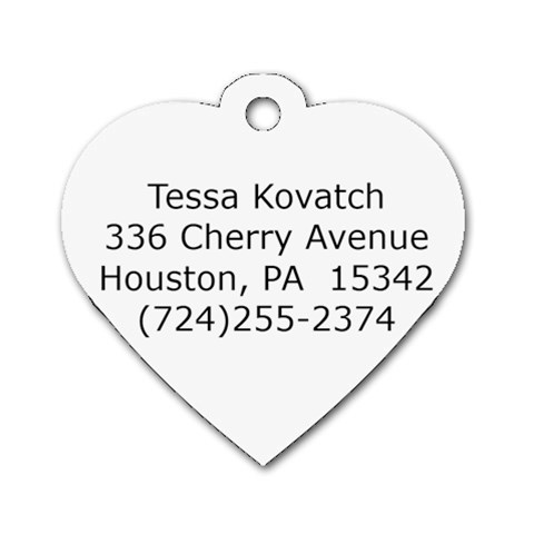 Tessa Dog Tag By Millie Kovatch Back