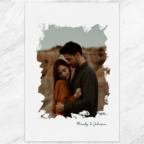 White Color Brush Frame Personalised Photo By Oneson 19.62 x28.9  Canvas - 1
