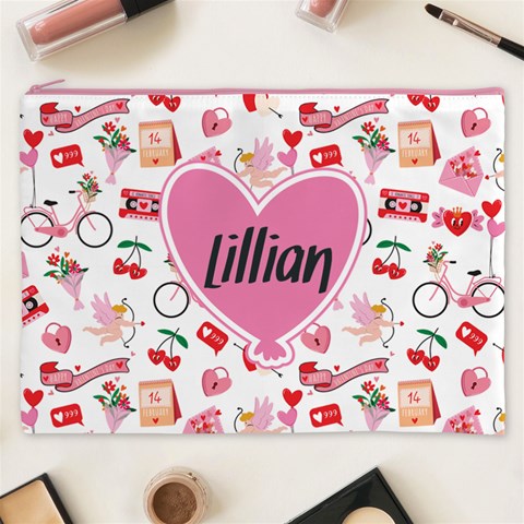 Personalized Valentine Day Lover Name Cosmetic Bag By Joe Front
