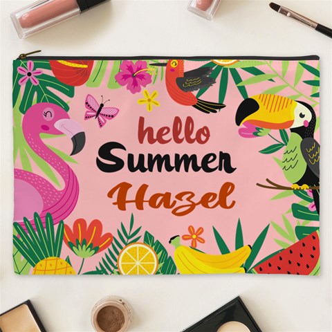 Personalized Summer Tropical Name Cosmetic Bag By Joe Front