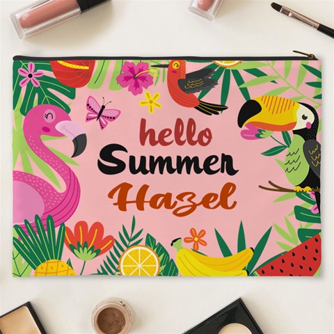 Personalized Summer Tropical Name Cosmetic Bag By Joe Back