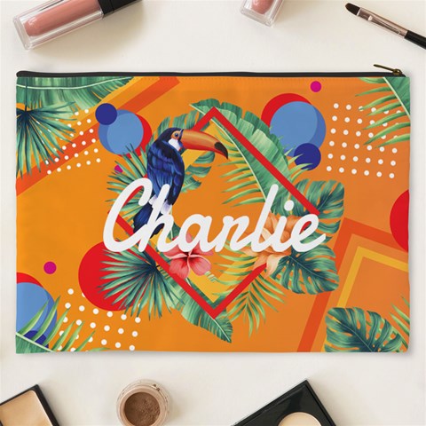 Personalized Summer Tropical Name Cosmetic Bag By Joe Back
