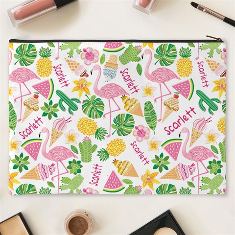 Personalized Summer Tropical Name Cosmetic Bag By Joe Back