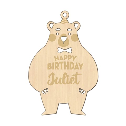 Personalized Happy Birthday Bear Wood Ornament By Joe Front