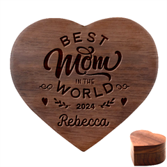 Personalized Best Mom Name Heart Wood Jewelry Box