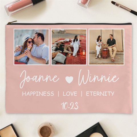 Personalized Couple Photo Names Cosmetic Bag By Joe Front