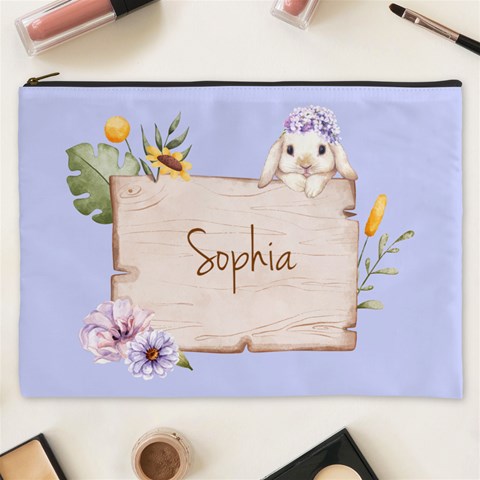 Personalized Rabbit Cosmetic Bag Cosmetic Bag By Katy Front