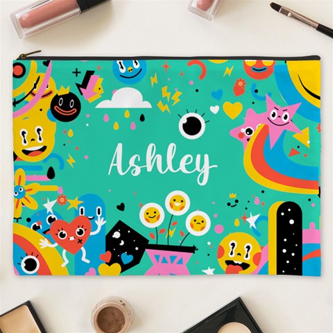 Personalized Funny Illustration Name Cosmetic Bag By Joe Front
