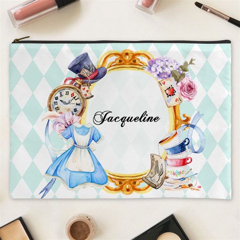 Personalized Alice In Wonderland Name Cosmetic Bag By Katy Front