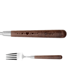 Personalized Heart Name Stainless Steel Fork With Wooden Handle 