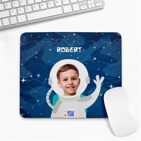 Astronaut Pattern Personalized Name And Photo Mousepad By Katy 9.25 x7.75  Mousepad - 1