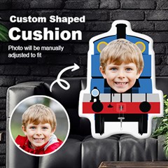 Personalized Photo in Train head Cartoon Style Custom Shaped Cushion - Cut To Shape Cushion Case