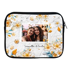 Personalized Oil Painting Floral Marble Texture Photo Name Any Text Ipad Zipper Case