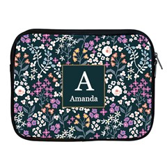 Personalized Floral Pattern Initial Name Ipad Zipper Case