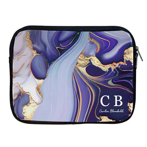 Personalized Initial Name Marble Ipad Zipper Case By Joe Front