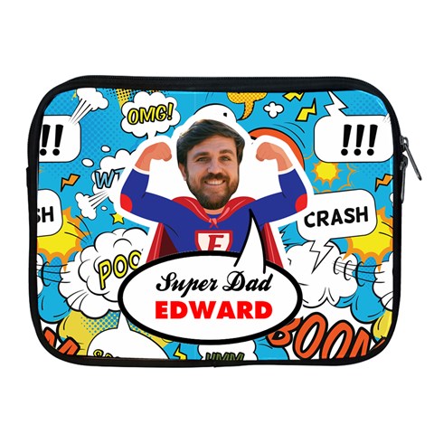 Personalized Photo Super Dad Father Name Ipad Zipper Case By Joe Front