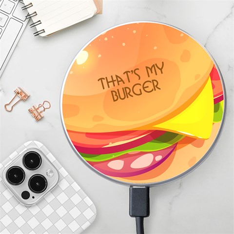 Personalized Burger Name Wireless Fast Charger By Katy Front