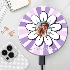 Personalized Flower Photo Name Wireless Fast Charger - Wireless Fast Charger(White)