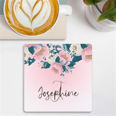 Personalized Name Any Text Floral Uv Print Square Tile Coaster
