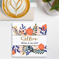 Personalized Name Any Text Floral Uv Print Square Tile Coaster