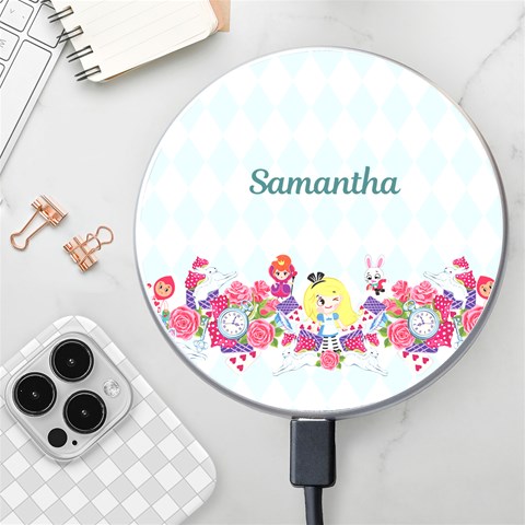Personalized Alice In Wonderland Name Wireless Fast Charger By Katy Front