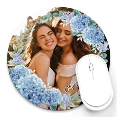 Personalized Flower Photo Round Mousepad