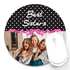 Personalized Ribbon Heart Name Photo Round Mousepad
