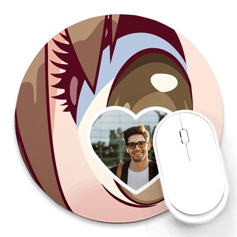 Personalized Anime Eye Name Round Mousepad By Katy Front