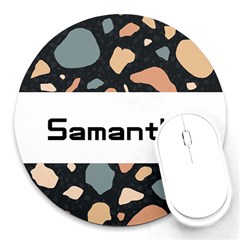 Personalized Stone Background Name Round Mousepad