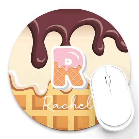 Personalized Ice Cream Name Round Mousepad By Katy Front