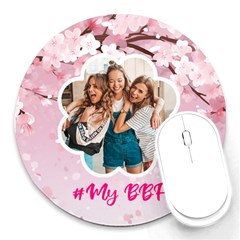 Personalized Cherry Bloom Photo Name Round Mousepad