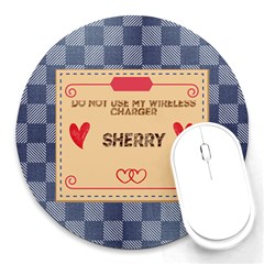 Personalized Denim Name Round Mousepad