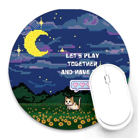 Personalized Pixel Game Name Round Mousepad By Katy Front