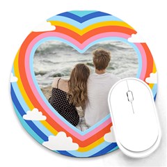 Personalized Rainbow Heart Photo Round Mousepad