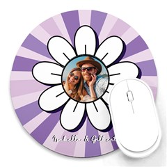 Personalized Flower Photo Name Round Mousepad